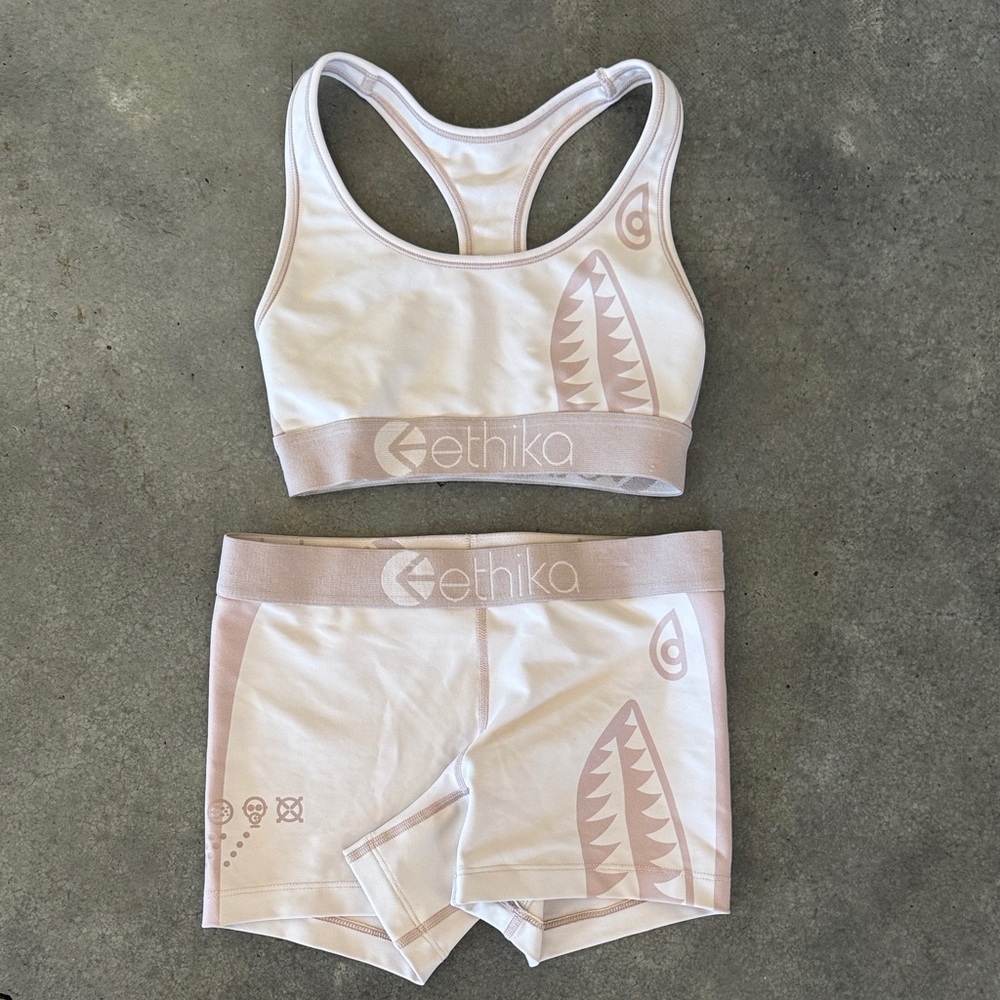 Ethika Light Pink and White Activewear Set